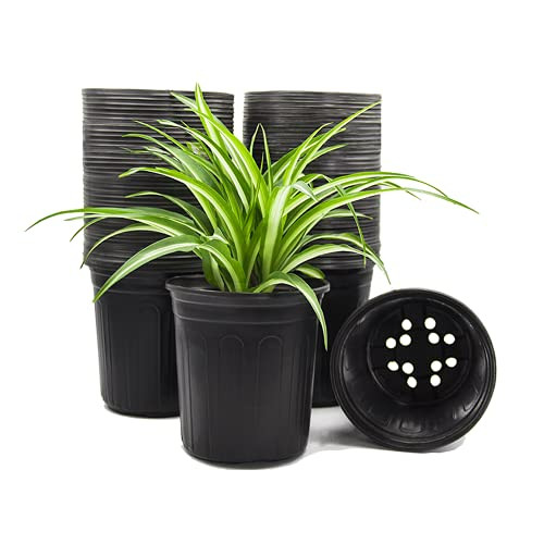 HECTOLIFE 50-Pack 1 Gallon Flexible Plant Nursery Pots?Thickened Soft Plastic Seedling Pots,Seed Starting Pot Flower Plant Container for Succulents, Seedlings, Cuttings, Transplanting