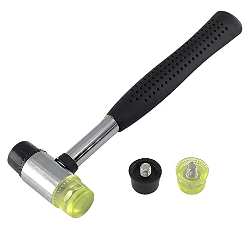 Kyuionty Rubber Mallet Hammer 25mm Double-Face Nylon Rubber Hammer, Soft  and  Hard Head Mallet with Replacement Heads for Jewelers, Woodworking, Floor Installation