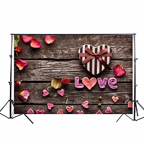 KonPon 5x7ft Valentine's Day Wood Floor Love Photography Backdrop Photo Props Newborns Studio Background KP-296