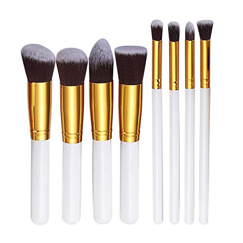 HIOJDWA Makeup Brushes 8Pcs/Set Makeup Brush Set Wooden Handle Eyebrow Blush Cosmetic Foundation Blending Makeup Brush Tool