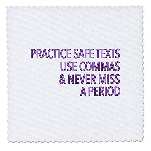 3dRose Practice Safe Texts Use Commas And Never Miss A Period Purple - Quilt Squares -qs-342550-6- 3dRose Practice Safe Texts Use Commas And Never Miss A Period Purple - Quilt Squares -qs-342550-6-