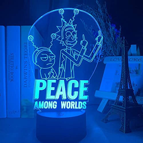Rick and Morty Peace Among Worlds Figure Led Night Light Xmas Gift for Kids Child Baby Bedroom Nightlight Lamp Rick  and  Morty Manga-Remote Control