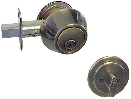 Antique Brass Lock Door Lever Handle Entry / Privacy / Passage / Dummy / Deadbolt 835AB -Entry Entrance Lock Single Cylinder Deadbolt Kwikset Keyway Keyed Alike-