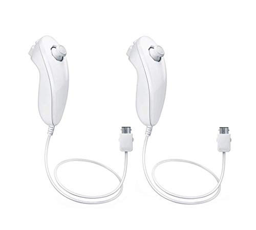 Wii Nunchuck Controller White [2 Pack- -Renewed-