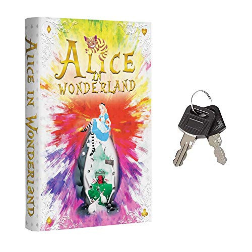 Real Pages Portable Diversion Book Safe - Hollowed Out Book with Hidden Secret Compartment for Jewelry, Money and Cash -Alice in Wonderland- -Large, Key Lock-
