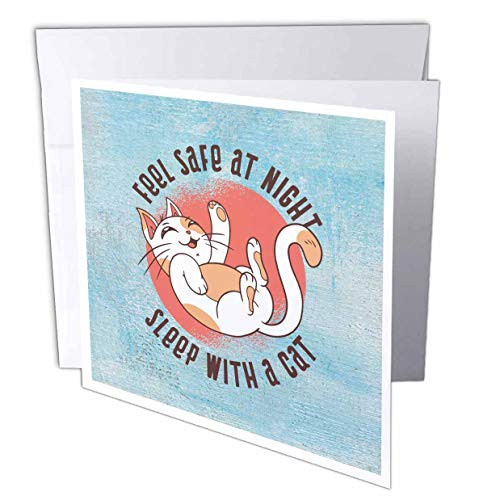 3dRose Cassie Peters Cats - Feel Safe Sleep with A Cat - Greeting Cards -gc-326232-2- 3dRose Cassie Peters Cats - Feel Safe Sleep with A Cat - Greeting Cards -gc-326232-2-