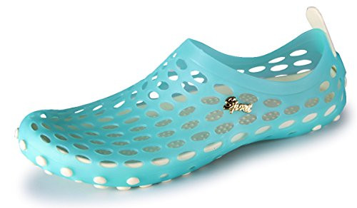 clapzovr Water Shoes Women Sandals Shower Swim Pool Beach River Shoes Aqua Comfort Garden Clogs Light Blue 6.5 M US