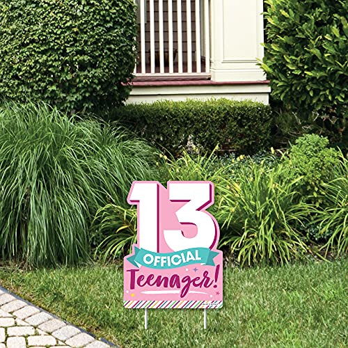 Big Dot of Happiness Girl 13th Birthday - Outdoor Lawn Sign - Official Teenager Birthday Party Yard Sign - 1 Piece Big Dot of Happiness Girl 13th Birthday - Outdoor Lawn Sign - Official Teenager Birthday Party Yard Sign - 1 Piece