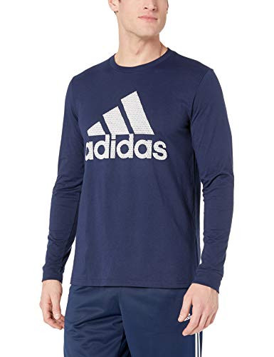 adidas Men's Athletics Badge of Sport Mesh Long Sleeve Tee, Collegiate Navy, XX-Large