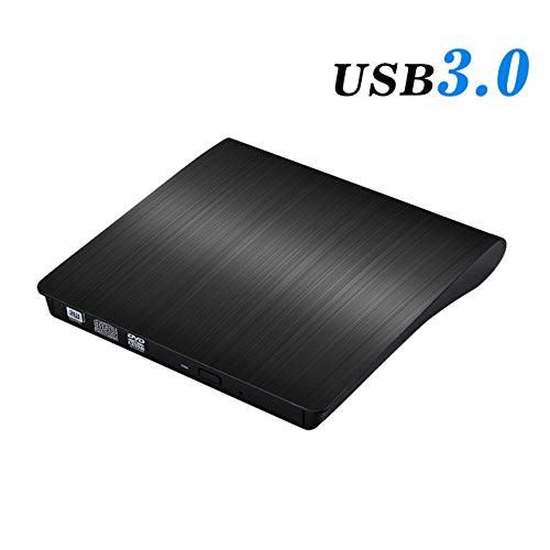 External CD Drive - [Updated Version] USB 3.0 Portable CD/DVD/-RW Drive Slim DVD/CD ROM Rewriter Burner Writer, High Speed Data Transfer for Laptop/Macbook/Desktop/MacOS/Windows10/8/7 (Black)
