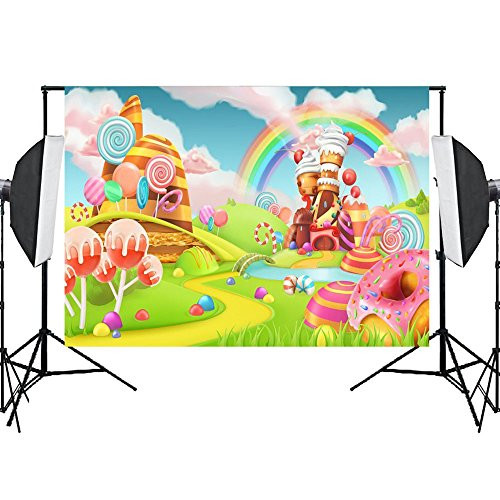 Photo Background Candyland Backdrop Props Vinly Backdrops for Photography Birthday Party Studio video Sweet Rainbow Candy 7X5ft