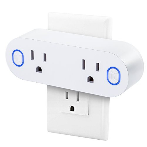 Smart Plug WIFI Outlets Mini Smart Sockets 16A Timing Switch with Energy Monitoring, Compatible With Alexa, Echo, Google Home and IFTTT, Dual Outlets Can Work Individually or in Groups