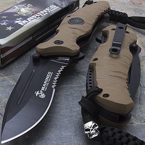 BestSeller989 8.25" MTECH USMC Rubber Handle Spring Assisted Folding Knife Blade Pocket Open
