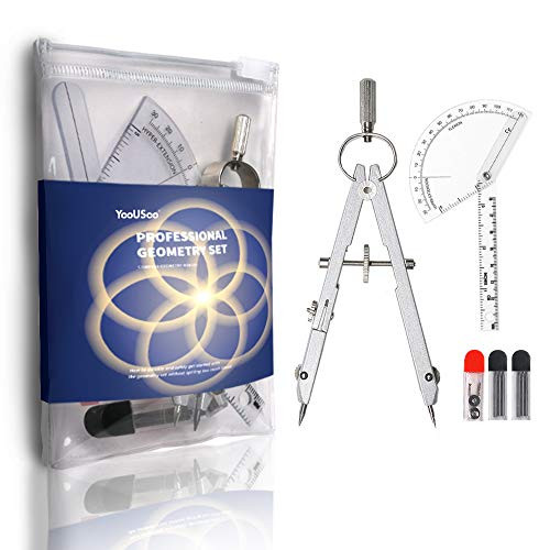 Compass and Protractor,Compass Drawing Tool Metal Compass for Geometry Math Geometry Set for Students,Protractor for Kids,Professional Drafting Tools Protractor Compass Geometry