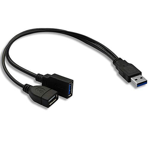 GINTOOYUN USB 3.0 Splitter Cable,USB Type A 3.0 Male to 3.0 Female and 2.0 Female Y Extension Splitter Cable for PC,Laptop,Length 30cm