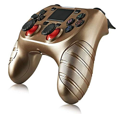 Wireless Controller for PS4, Dual Vibration Wireless Gamepad Controller Remote Joystick for Playstation 4/Pro/Slim with Motion Motors, Audio Function and USB Cable -Gold-