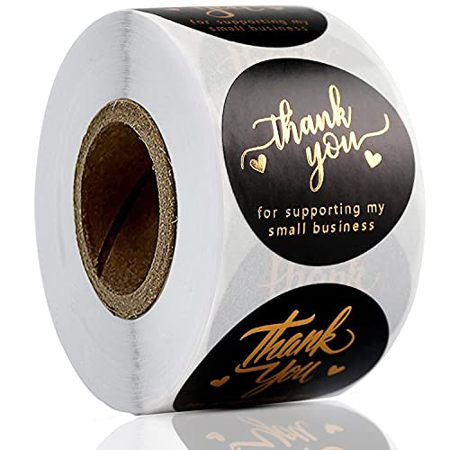 LeQi 1.5'' Thank You Stickers, Thank You for Supporting My Small Business Stickers 4 Designs Golden Font Small Business Supplies Labels Round Rolls - 500 Black Labels Per Roll LeQi 1.5'' Thank You Stickers, Thank You for Supporting My Small Business Stickers 4 Designs Golden Font Small Business Supplies Labels Round Rolls - 500 Black Labels Per Roll