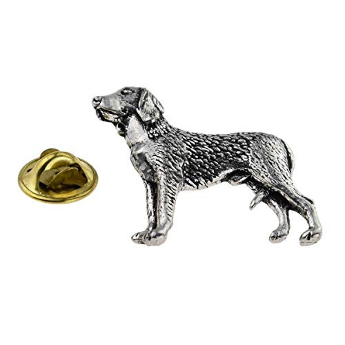 Fine Pewter German Wire Haired Pointer Dog Pin Badge with Gift Pouch