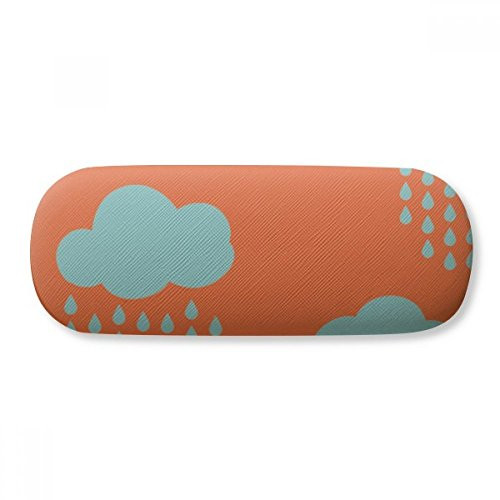Cloud Rain Drip Orange Pattern Glasses Case Eyeglasses Clam Shell Holder Storage Box