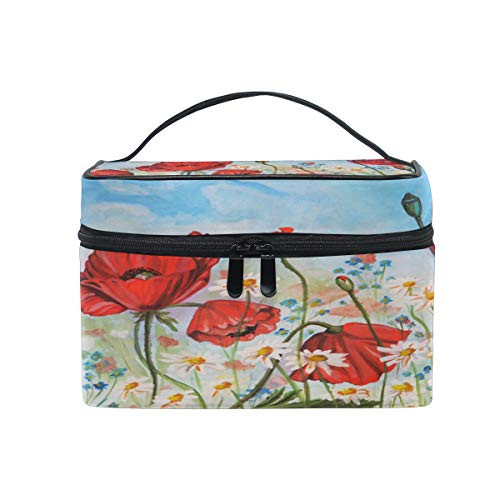 Watercolor Poppies Floral Flowers Makeup Bag, Cosmetic Bag, Toiletry Bag, Cosmetic Makeup Organizer Case Storage, for Women, Men, Kids, Girls, Traveling, Professional, With Mesh Bag Brush Holder Watercolor Poppies Floral Flowers Makeup Bag, Cosmetic Bag, Toiletry Bag, Cosmetic Makeup Organizer Case Storage, for Women, Men, Kids, Girls, Traveling, Professional, With Mesh Bag Brush Holder