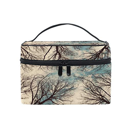 Leaves Against Sky Unique Makeup Bag, Cosmetic Bag, Toiletry Bag, Cosmetic Makeup Organizer Case Storage, for Women, Men, Kids, Girls, Traveling, Professional, With Mesh Bag Brush Holder