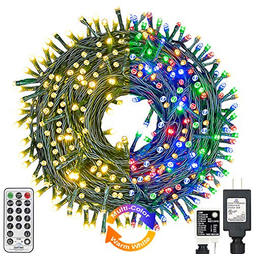 Haynery 99ft 300LED Color Changing Christmas String Lights Outdoor Indoor with Timer Remote, 11 Modes Extendable Green Wire Fairy Light for Christmas Tree Bedroom Party Decor Warm White Multicolor Haynery 99ft 300LED Color Changing Christmas String Lights Outdoor Indoor with Timer Remote, 11 Modes Extendable Green Wire Fairy Light for Christmas Tree Bedroom Party Decor Warm White Multicolor