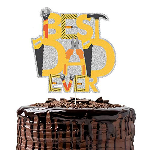 Glitter Best Dad Ever Cake Topper, Tools Fathers Day Cake Decor, Father Birthday Party Supplies, Happy Fathers Day Cake Decoration