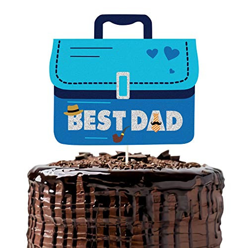 Silver Glitter Best Dad Cake Topper, Briefcase Dad Birthday, Fathers Day Cake Decor, Father Birthday Party Decoration, Fathers Day Supplies