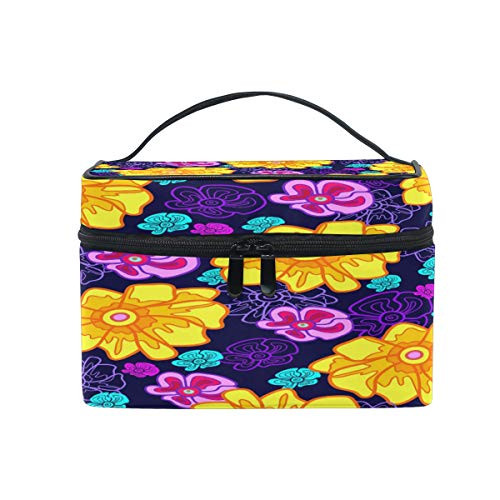 Marvellous Yellow Floral Seamless Makeup Bag, Cosmetic Bag, Toiletry Bag, Cosmetic Makeup Organizer Case Storage, for Women, Men, Kids, Girls, Traveling, Professional, With Mesh Bag Brush Holder Marvellous Yellow Floral Seamless Makeup Bag, Cosmetic Bag, Toiletry Bag, Cosmetic Makeup Organizer Case Storage, for Women, Men, Kids, Girls, Traveling, Professional, With Mesh Bag Brush Holder