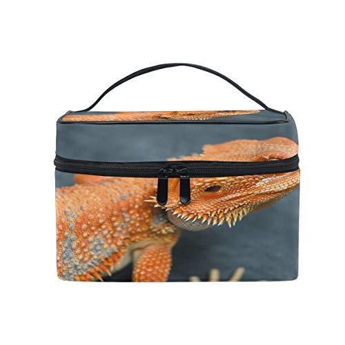 Red Orange Breaded Dragon Makeup Bag, Cosmetic Bag, Toiletry Bag, Cosmetic Makeup Organizer Case Storage, for Women, Men, Kids, Girls, Traveling, Professional, With Mesh Bag Brush Holder Red Orange Breaded Dragon Makeup Bag, Cosmetic Bag, Toiletry Bag, Cosmetic Makeup Organizer Case Storage, for Women, Men, Kids, Girls, Traveling, Professional, With Mesh Bag Brush Holder