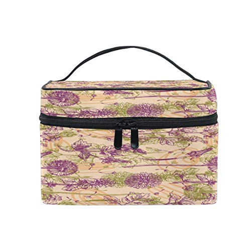 Floral Purple Flower Brown Makeup Bag, Cosmetic Bag, Toiletry Bag, Cosmetic Makeup Organizer Case Storage, for Women, Men, Kids, Girls, Traveling, Professional, With Mesh Bag Brush Holder Floral Purple Flower Brown Makeup Bag, Cosmetic Bag, Toiletry Bag, Cosmetic Makeup Organizer Case Storage, for Women, Men, Kids, Girls, Traveling, Professional, With Mesh Bag Brush Holder