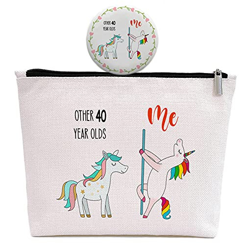 Unicorn 40th Birthday Gifts, Women 40 Gift for Friends Sisters Wife Mom Girlfriend Daughter Aunt Coworker, Other 40 Year Olds,Me Unicorn, Makeup Bag