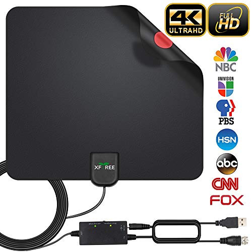 HDTV Antenna, 2019 Newest Indoor Digital TV Antenna 130 Miles Range with Amplifier Signal Booster 4K HD VHF UHF Freeview for Life Local Channels Support All Television -16.5ft Coax Cable HDTV Antenna, 2019 Newest Indoor Digital TV Antenna 130 Miles Range with Amplifier Signal Booster 4K HD VHF UHF Freeview for Life Local Channels Support All Television -16.5ft Coax Cable