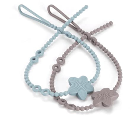 Pacifier Clip for Babies, Silicone Pacifier Strap, Soft Teething Pacifier Holder, Fit with Baby Teething Toys and Pacifiers, No Metal, Dishwasher Safe. Blue