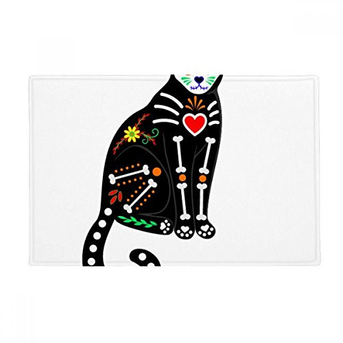 DIYthinker Black Cat Bone Heart Halloween Terror Atmosphere Ground Mat Non Slip Floor Bathroom Door Rug Carpet