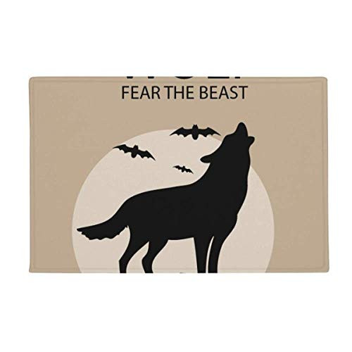 DIYthinker Wolf Ghost Fear Halloween Pumpkin Ground Mat Non Slip Floor Bathroom Door Rug Carpet