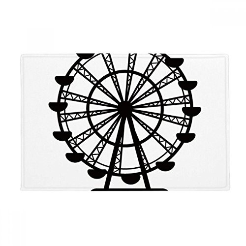 DIYthinker Black Ferris Wheel Amusement Park Outline Ground Mat Non Slip Floor Bathroom Door Rug Carpet