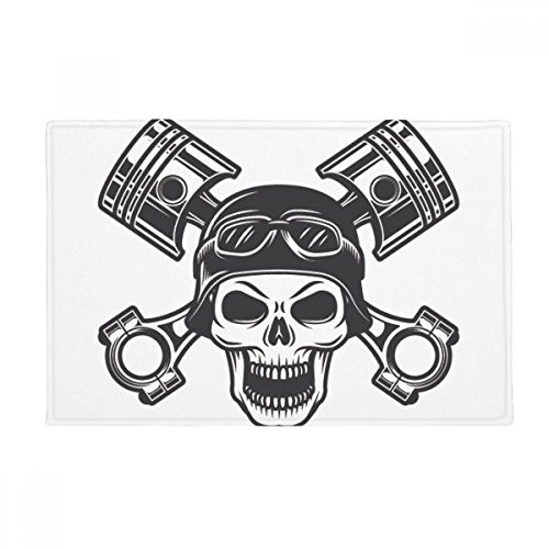 DIYthinker Skeleton Motorcycle Lights Goggles Pattern Ground Mat Non Slip Floor Bathroom Door Rug Carpet