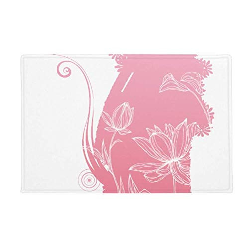 DIYthinker Lotus Flower Mouse Plant Flower Ground Mat Non Slip Floor Bathroom Door Rug Carpet