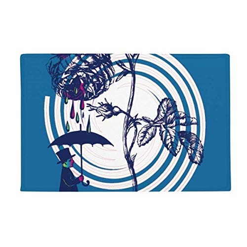 DIYthinker Plant Leaves Rose Umbrella Hat Flower Ground Mat Non Slip Floor Bathroom Door Rug Carpet