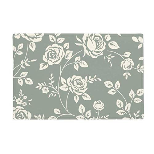 DIYthinker Leaf Rose Flower Plant Illustration Ground Mat Non Slip Floor Bathroom Door Rug Carpet
