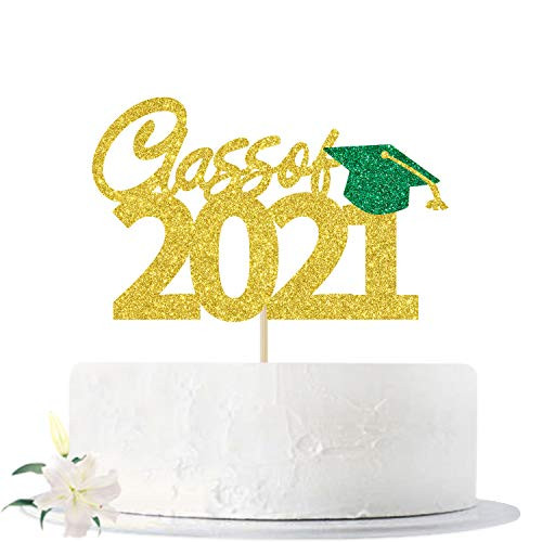 Gold Glitter Class of 2021 Cake Topper - Congrats Grad Cake Decorations- 2021 High School/College/Senior Graduation Party Supplies Gold Glitter Class of 2021 Cake Topper - Congrats Grad Cake Decorations- 2021 High School/College/Senior Graduation Party Supplies