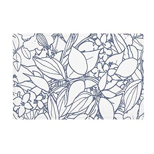 DIYthinker Line Drawing Abstract Plants Art Ground Mat Non Slip Floor Bathroom Door Rug Carpet