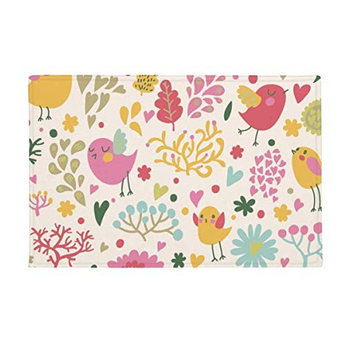 DIYthinker Bird Leaves Flower Plant Paint Ground Mat Non Slip Floor Bathroom Door Rug Carpet