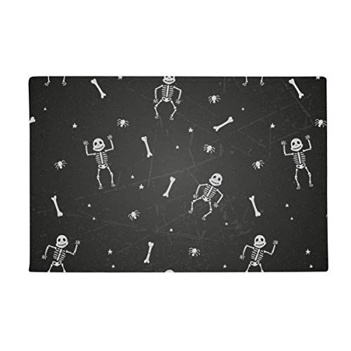 DIYthinker Lovely Skeleton Spider Halloween Ground Mat Non Slip Floor Bathroom Door Rug Carpet