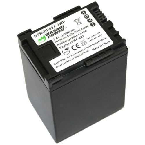 Wasabi Power Battery for Canon BP-827 (3000mAh) and Canon VIXIA HF G10, HF G20, HF M30, HF M31, HF M32, HF M40, HF M41, HF M300, HF M400, HF S10, HF S11, HF S20, HF S21, HF S30, HF S100, HF S200, HF10, HF11, HF20, HF21, HF100, HF200, HG20, HG21, HG30, XA10