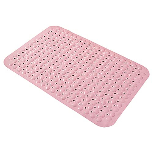 Shower Mat Non-Slip Bath Tub Mat with Suction Cups and Drain Holes Bath Mats for Bathroom Shower Floor Mat, Anti Slip Bathtub Accessories, Bathroom Non-Slip Mat, 39x15in -Pink-