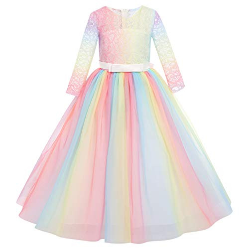 Rainbow Wedding Dress Flower Girl Dresses Bridesmaid 3/4 Sleeves Kids Floral Lace Pageant First Communion Dress Princess Evening Gown Formal Long Tulle Floor Length Dresses for Junior 11-12 Years Rainbow Wedding Dress Flower Girl Dresses Bridesmaid 3/4 Sleeves Kids Floral Lace Pageant First Communion Dress Princess Evening Gown Formal Long Tulle Floor Length Dresses for Junior 11-12 Years