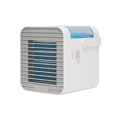 Portable Air Conditioner, Rechargeable Evaporative Air Conditioner Fan With 3 Speeds 7 Colors, Cordless Personal Air Cooler With Handle For Home, Office And Room -white-