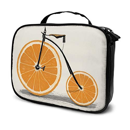 Makeup Bag Orange Bicycle Travel Makeup Case Travel Makeup Train Case Cosmetic Bag Large Makeup Organizer Boxes